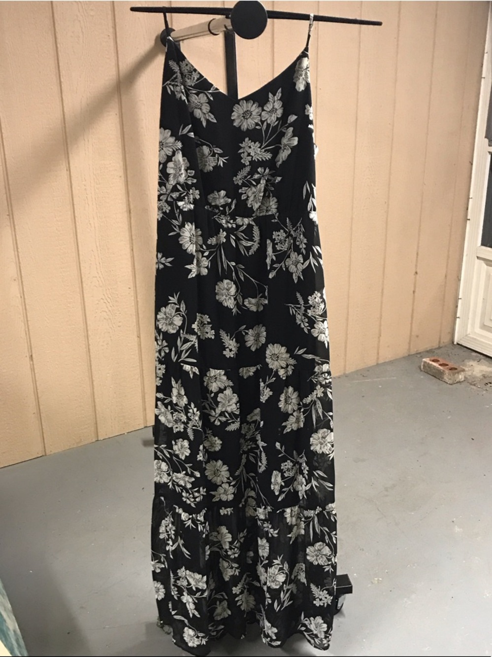 J. Crew Black Maxi Dress with White Floral Print